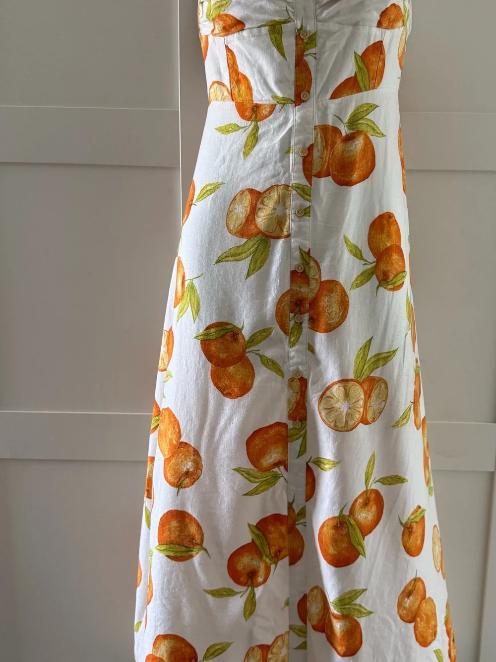 Zara White Dress with Orange & Green Citrus Print - Picture 1 of 4